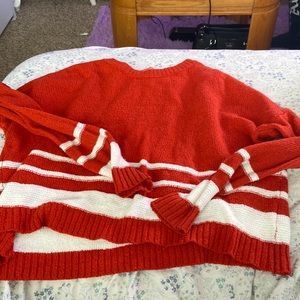 Red and white sweater
